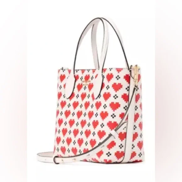 kate spade Bleecker Pixelated Hearts Grosgrain Printed Tote Bag NWT - Picture 8 of 10